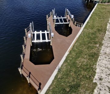 New Construction Dock with a wrap around and Two Boat Lifts