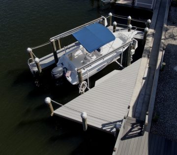 New Construction Dock with Boat Lift, wedge dock, and wrap around