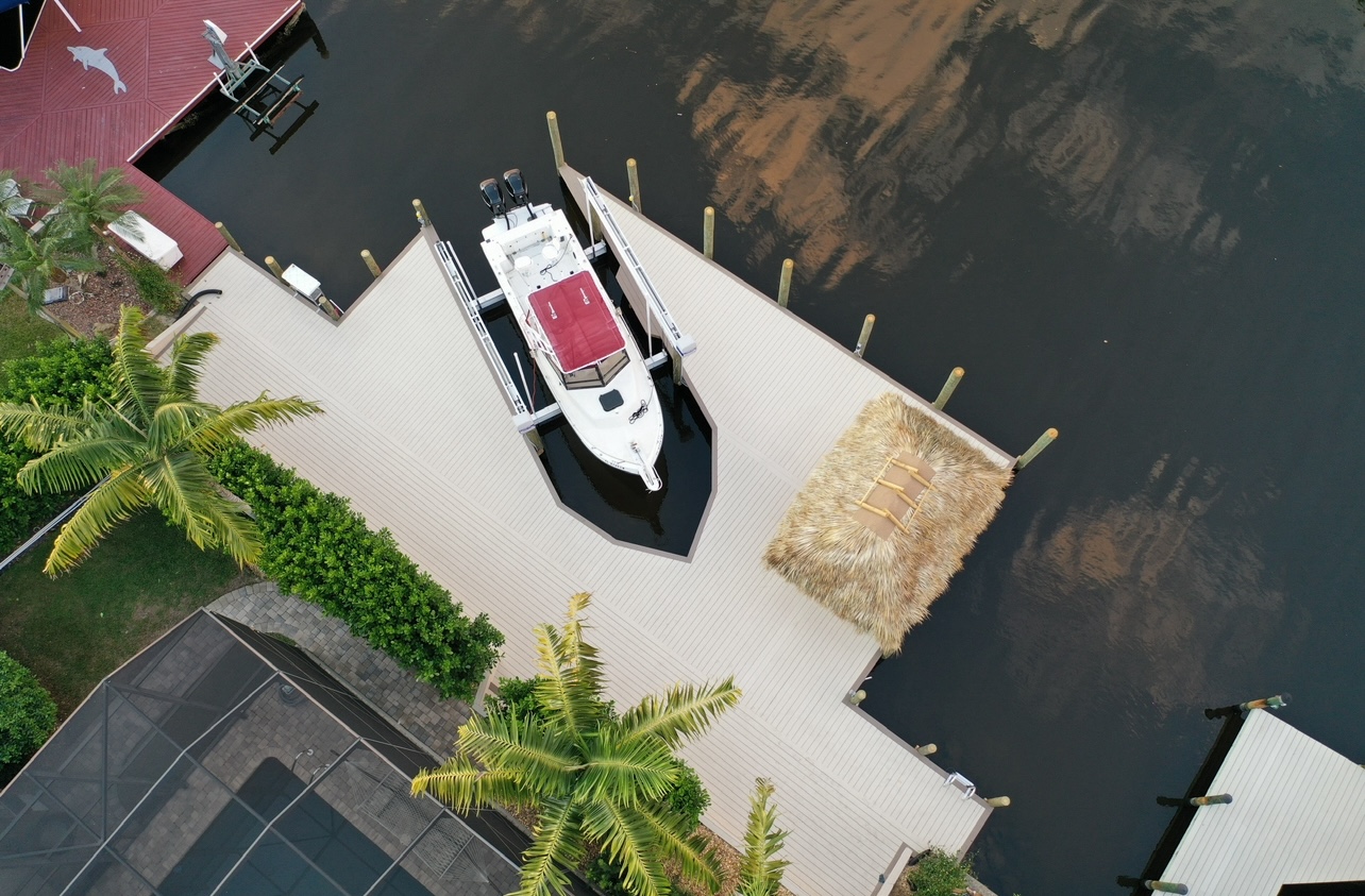 Custom Dock with Tiki Hut