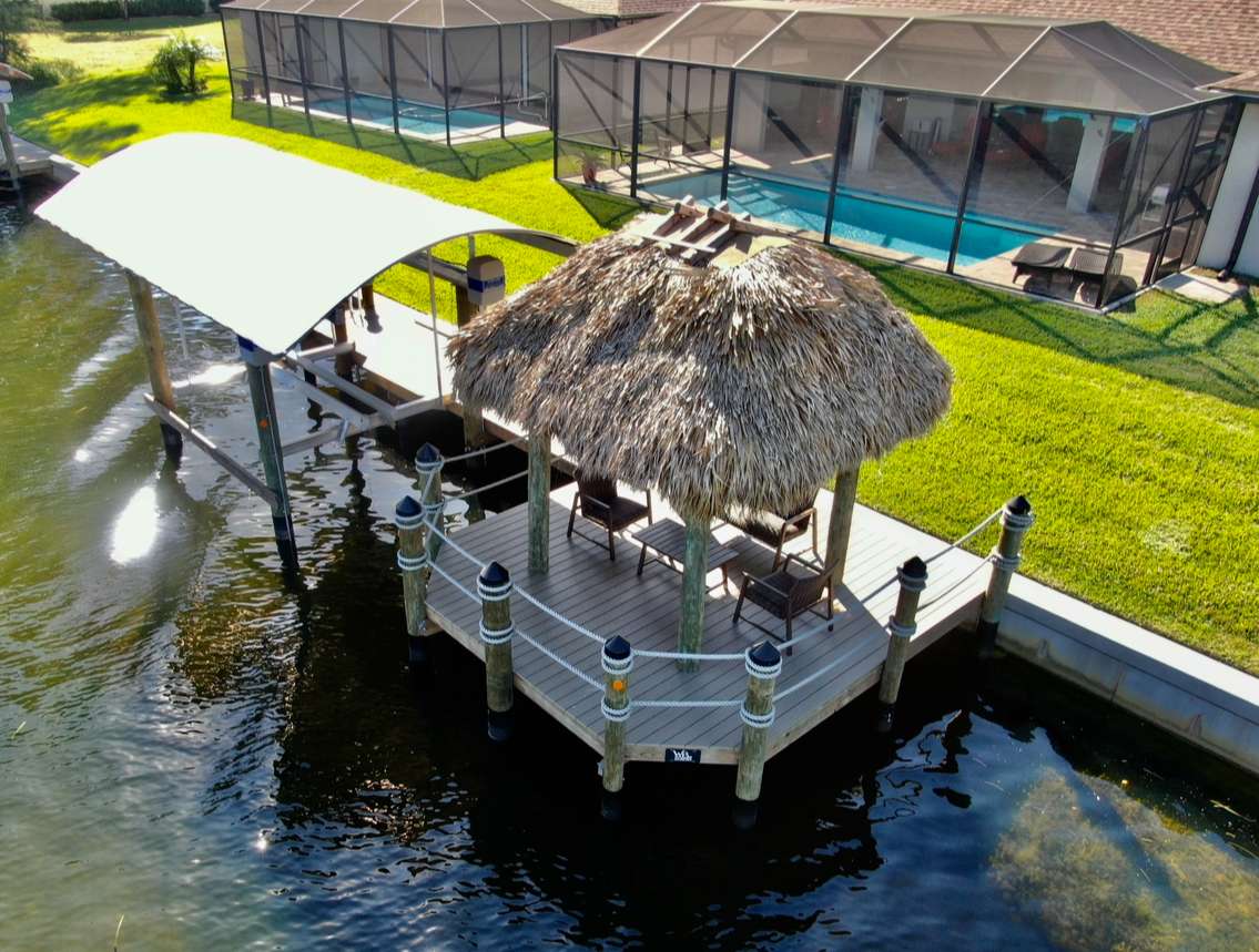Dock with Tiki Hut and Boat Lift