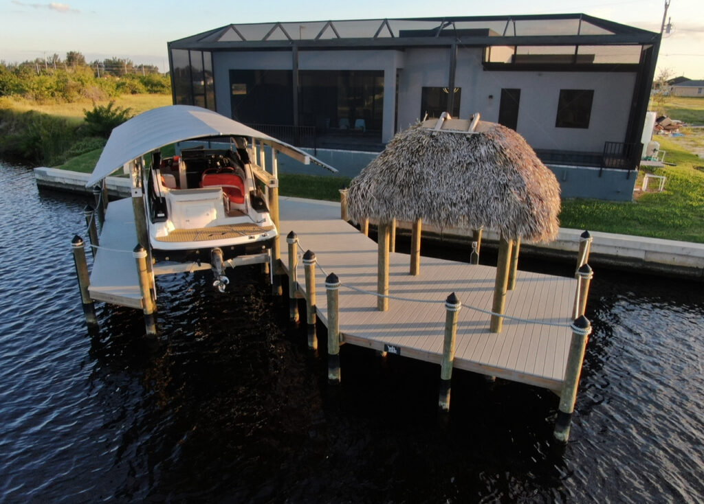 Custom Dock with Tiki hut and Boat lift