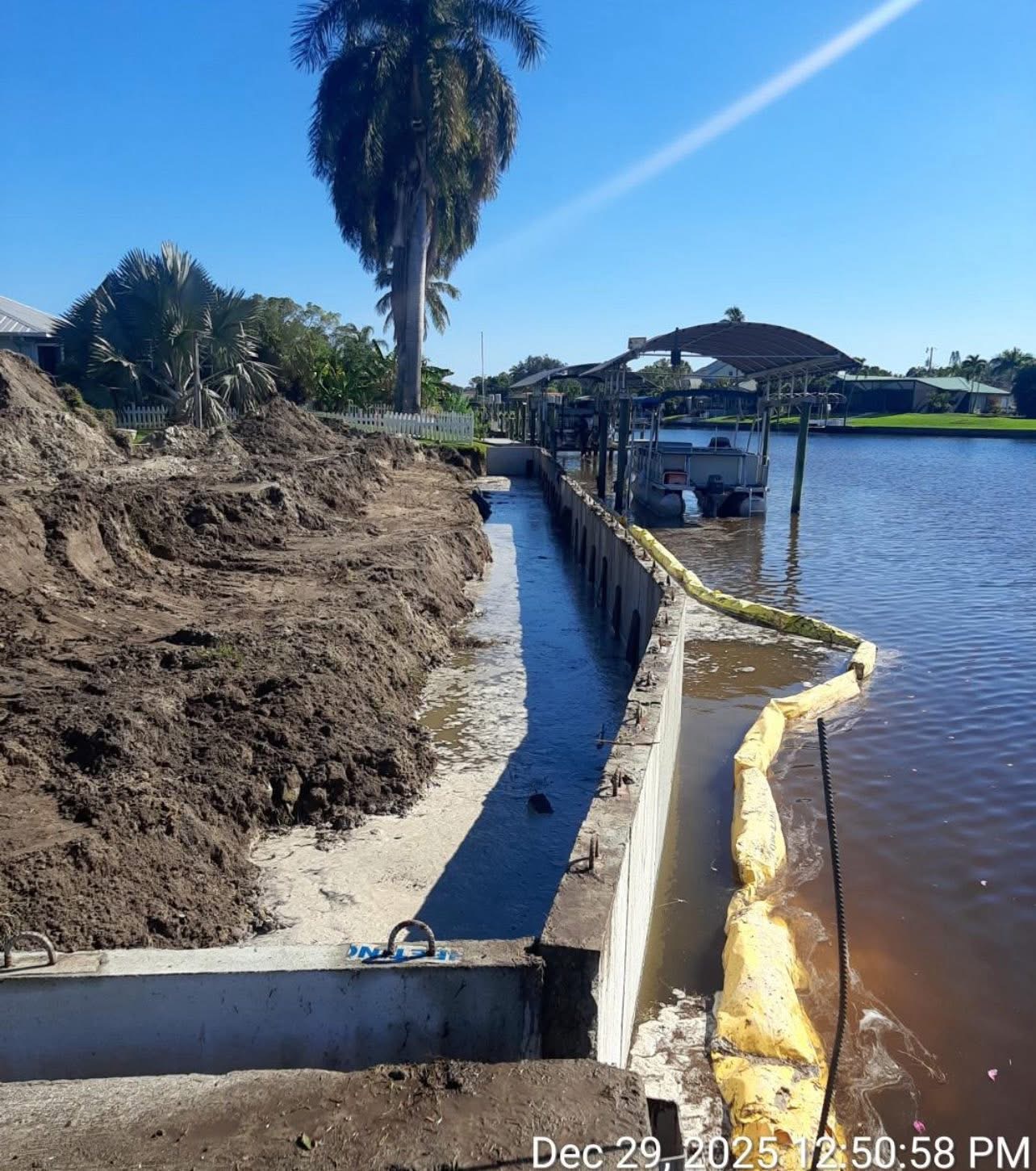 Seawall Construction and Repair inside boat dock