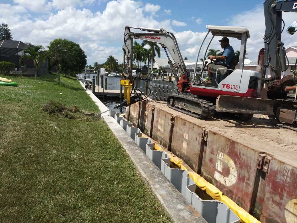 Seawall Construction with Compact Excavator