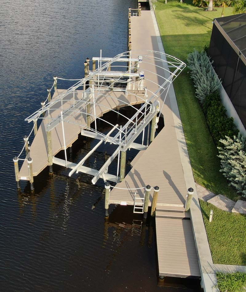 Boat lift during canopy installation