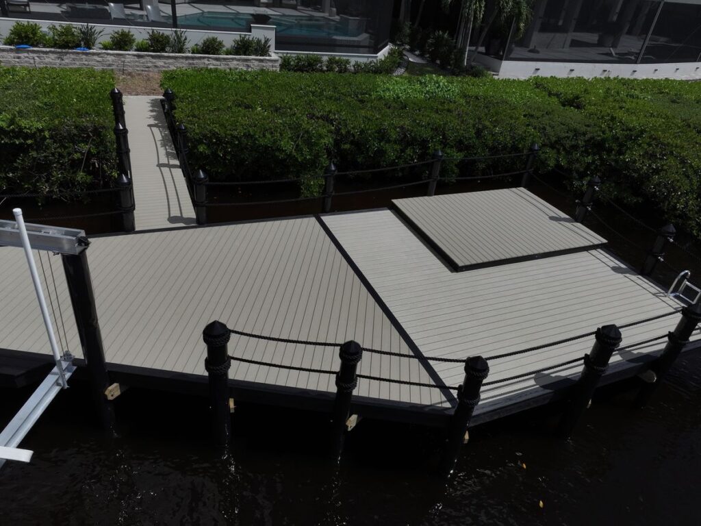Access walkway crossing the mangrove fringe to a new dock in Tarpon Estates, Cape Coral