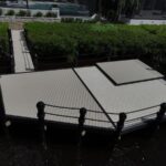 Access walkway crossing the mangrove fringe to a new dock in Tarpon Estates, Cape Coral