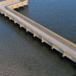 Aerial view of the new Veterans Memorial Park fishing pier on the Indian River in Edgewater, FL