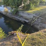 Damaged seawall and washed out bank at the Overbrook project site in Englewood