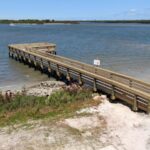 L-shaped end platform of the new Menard-May Park pier on the Indian River