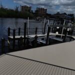 New WearDeck dock with black rope rail at a Tarpon Estates home in Cape Coral