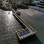 Finished Veterans Memorial Park pier stretching into the Indian River in Edgewater, FL