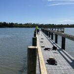 ThruFlow grated decking being installed on the Veterans Memorial Park pier walkway