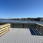 Finished walkway with timber railings and ThruFlow decking at Veterans Memorial Park pier